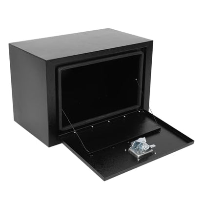 Steel Underbody Truck Tool Box ,Storage Organizer Toolbox with Key& Lock | Waterproof Tongue Box for Storage with Smooth Surface for Truck, Pickup, RV, Trailer - Black, 24" x 14" x 16" Inch - size: 24" x 14" x 16"