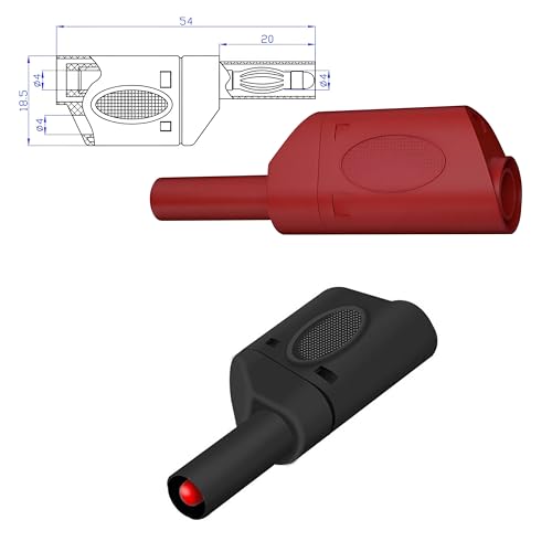 Multimeter Test Leads Ends 4mm Stackable Banana Plug Connectors 600V 32A | Nickel‑plated brass, insulation, solder terminal, CATIII 600V 32A, stackable, Banana Jack Socket Adapters 10pcs, for lab/home