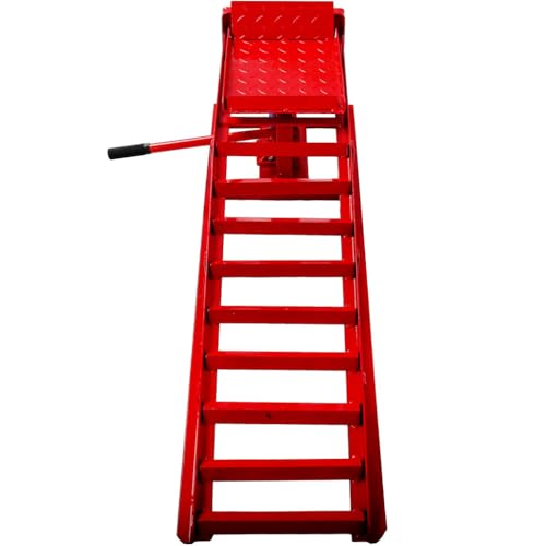 Auto Car Truck Service Ramps Lifts, 5 Ton Low Profile Hydraulic Car Ramps, Heavy Duty Hydraulic Vehicle Ramps Lift Ramp, Portable Car Ramps for Home Garage, Vehicle Auto Garage Repair,Red - color: Red