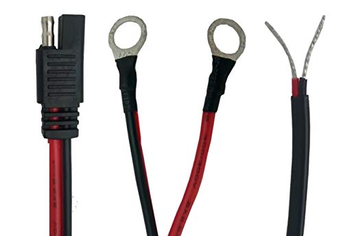 Sunway Solar 16FT Battery Charger Extension Cable SAE Connectors with Ring Terminal and Bare Strip Wire Adapter Quick Connect for 12V Battery Trickle Charger and Maintainer,and 12 Volt Solar Panel - size: 3 Connectors