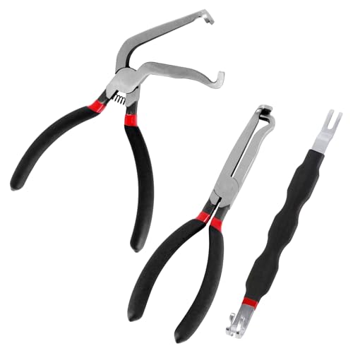 Electrical Disconnect Pliers Set, Automotive Electrical Connector Removal Tools with Straight & 60 Degree, Fuel Line Disconnect Tool Set for Push Tab and Fuel Line Clip Removal (3 PCS)