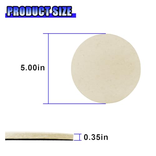 5PCS Car Glass Polishing Pads, 5" Wool Felt Buffing Wheel Polishing Pad Discs with Hook & Loop Back, Random Orbital Sander Polish Pad for Remove Scratch from Windshield, Window(5IN) - size: 5IN