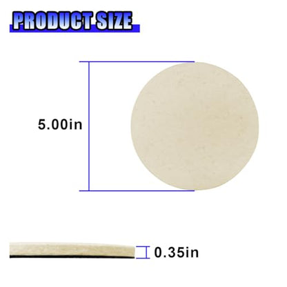 5PCS Car Glass Polishing Pads, 5" Wool Felt Buffing Wheel Polishing Pad Discs with Hook & Loop Back, Random Orbital Sander Polish Pad for Remove Scratch from Windshield, Window(5IN) - size: 5IN