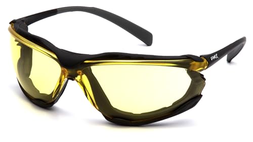 Pyramex Proximity Safety Glasses Eye Protection, Amber H2X Anti-Fog - color: Amber H2x Anti-fog Lens/ Black Frame