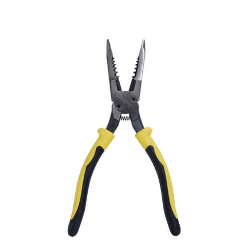 Klein Tools J206-8C Long Nose All-Purpose Spring Loaded Pliers, Made in USA, Forged Steel with Dual Material Journeyman Handles - style: Spring Loaded