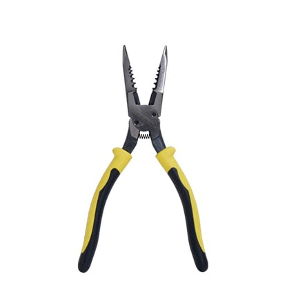 Klein Tools J206-8C Long Nose All-Purpose Spring Loaded Pliers, Made in USA, Forged Steel with Dual Material Journeyman Handles - style: Spring Loaded
