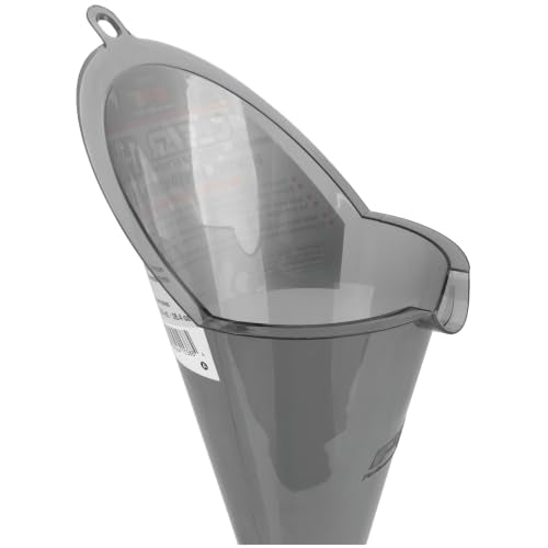 Performance Tool W4058 Clear View XL Long-Reach Funnel, 1.5 Pint, Splash Guard, Bottle Rest, Oil, Transmission Fluid, Coolant, Gear Oil, Automotive Funnel, Gray