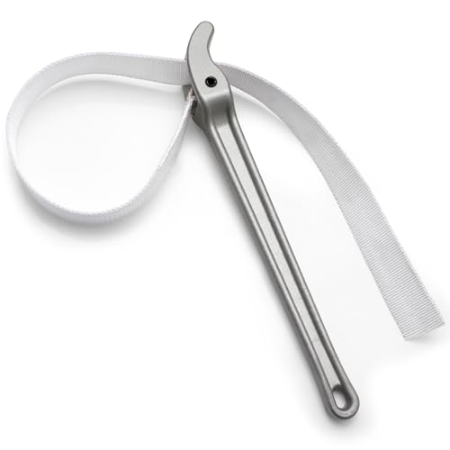 Lasnten 16 Inch Handle Nylon Strap Wrench Adjustable Oil Filter Anti Sliding Strap Pipe Wrench, Double Layered Thickened Nylon bag