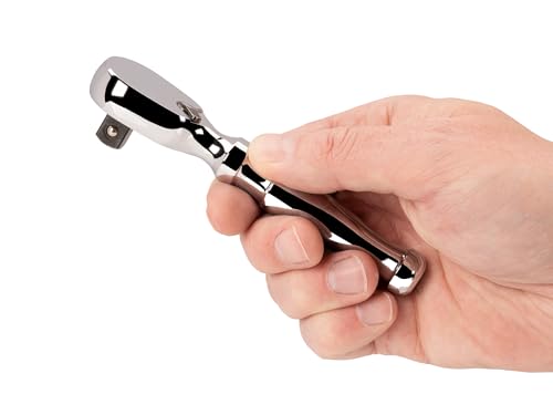 TEKTON 3/8 Inch Drive x 4-1/2 Inch Stubby Ratchet | SRH01104 - size: 3/8 Inch Drive x 4-1/2 Inch Non-QR, style: Non-Quick-Release
