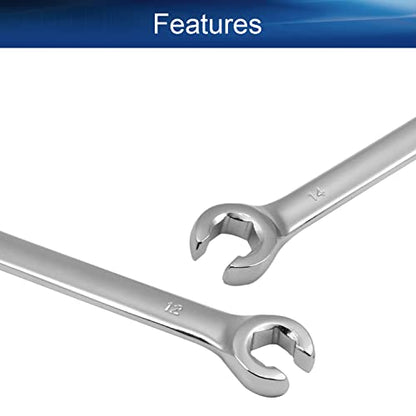 Auniwaig 2PCS 12mm x 14mm Flare Nut Metric Wrench Set,Metric Double Open End High Carbon Steel, Polished Chrome Plated - size: 12x14mm