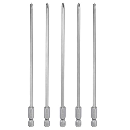 HARFINGTON 5pcs #1 Phillips Screwdriver Bit PH1 1/4" Hex Shank 6" (150mm) Long Magnetic S2 Steel Industrial Grade Screw Driver Bit Cross Head Electric Drill Bits 0.138" (3.5mm) Rod - size: PH1 x 150mm x 3.5mm