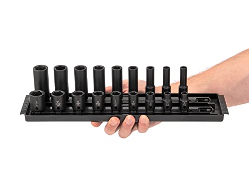 TEKTON 3/8 Inch Impact Socket Set, 18-Piece | SID91208 - size: 18-Piece (5/16-3/4-Inch), style: Shallow and Deep