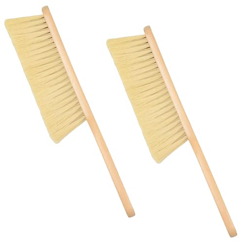 Wooden Bench Brush with Soft Bristles – 2 Pack Wide Table & Counter Dusting Brush for Cleaning Crumbs, Lint, Clothing, Furniture, Kitchen Surfaces & Workbenche - color: Beige