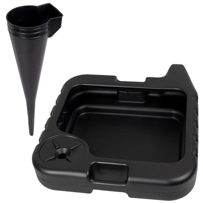 Scepter AMKIT01 15.5 Quart Oil Drain Pan with Pour Spout and 18-Inch Mechanics Funnel Kit for Automotive Fluids Including Engine Oil, Anti-Freeze, Transmission Fluid and More, Black - style: 15.5