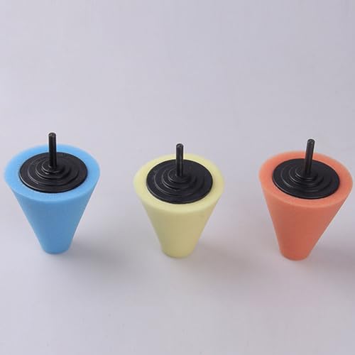 STOBAZA Car Burnishing Pad Set Cone Shaped 3-Piece Sponge Polishing Wheel for Automotive Wheel Hub Cleaning for Car Detailing and Buffing