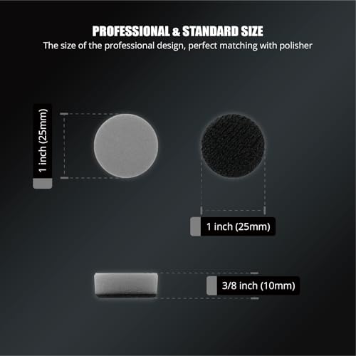 SPTA Pro 10 Pack 1 Inch/25mm Gray Light Cut & Polish Foam Pads – Finishing Buffing Polishing Pads for Mini Car Buffer Polisher, Ultra-Fine Swirl, Scratch & Haze Removal, Tight Areas -QF103-10 - color: 10Pack 1Inch Gray Ultra-Fine Finishing Pad, size: 1 In