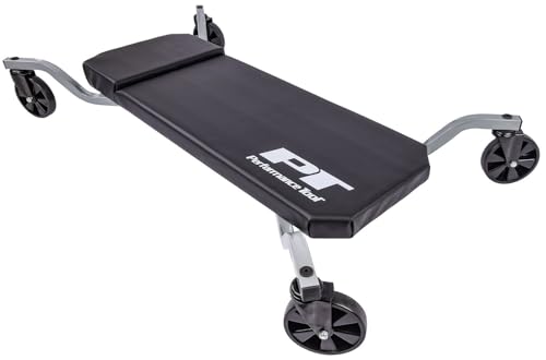 JEGS Oversize X-Frame Creeper | Capacity: 300 Lbs | Frame Dimensions: 45" L x 25" W x 7" H | Deck Dimensions: 38" L x 14" W x 2" H | Ground Clearance: 2.5" | Weight: 19 Lbs | Four Casters