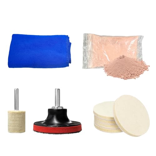 Glass Polishing Kit, Multifunctional Windshield Scratch Removal Kit with 100g Cerium Oxide Powder, Wool Polishing Wheel Deep Scratch Remover for Windscreen & Glass Repair
