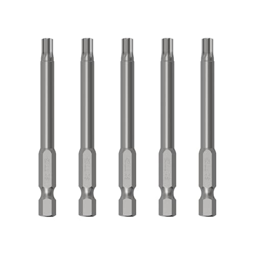 5PCS T25 Magnetic Tamper Proof Torx Screwdriver Bits, 1/4 Inch Hex Shank 3 Inch Length S2 Steel Security Drill Torx Head Drill Screw Driver Tools(75mm Long, Star 6 Point) - size: T25