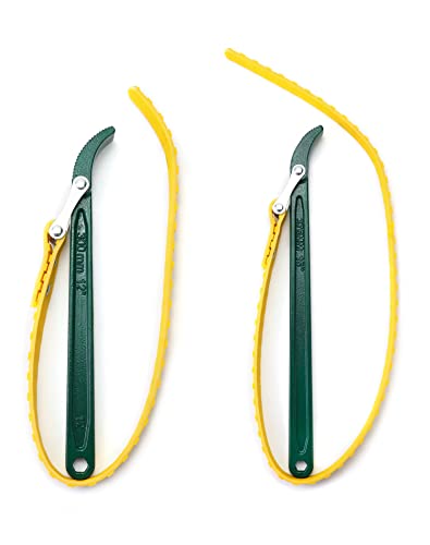 QWORK 15" + 12" Belt Strap Wrench, Multi-Purpose Adjustable Strap Oil Filter Strap Opener Wrench,with 35 7/16 inches Capacity Adjustable Strap, 2 Pack