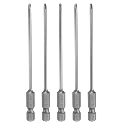 HARFINGTON 5pcs #1 Phillips Screwdriver Bit PH1 1/4" Hex Shank 4" (100mm) Long Magnetic S2 Steel Industrial Grade Screw Driver Bit Cross Head Electric Drill Bits 0.098" (2.5mm) Rod - size: PH1 x 100mm x 2.5mm
