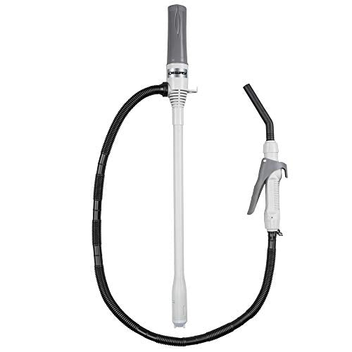 Deway Auto Fuel Transfer Pump, Flow Control Nozzle, D Battery, 2.4 GPM | Hands-free liquid transfer for cars, generators, ATVs, and lawn equipment; RoHS and CE certified. - style: Hand Trigger Nozzle