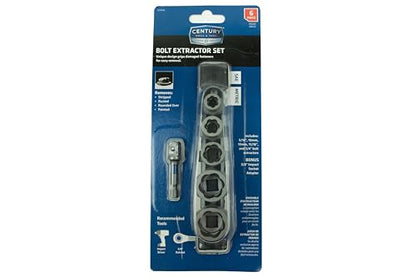 Century Drill & Tool 6 Piece Bolt Extractor Expansion Set 73426; aggressively grips damaged bolts and fasteners, impact ready socket adapter included - size: Expansion Set