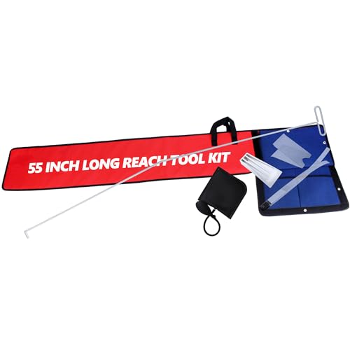 55 Inch Long Reach Tool - Car Tools with J-Hook,Air Wedge Pump,Non-Marring Wedge and Carry Bag,One Piece Design