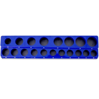 Magnetic Socket Organizer Set, 6-Piece Socket Holder Set Includes 1/4", 3/8", 1/2" Drive Metric SAE Socket Trays, Holds 141 Pieces Standard Size and Deep Size Sockets(Socket not Included),red and blue