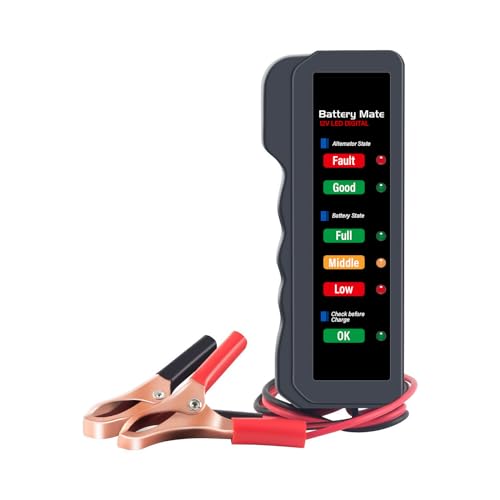 12V Car Battery Tester, Automotive Digital Battery Alternator Tester with LED Indication, Detector Checker to Test Battery Condition & Alternator Charging, Car Accessories