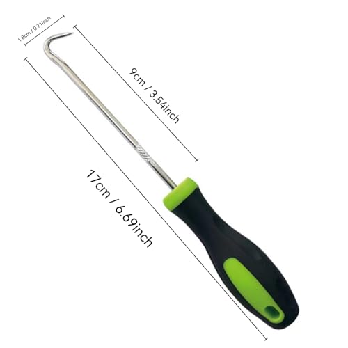 Precision Hook Pick Tool, 6.69 Inch Heavy Duty Stainless Steel Pick with Ergonomic Grip, Ideal for Automotive, Mechanical & Home Repairs