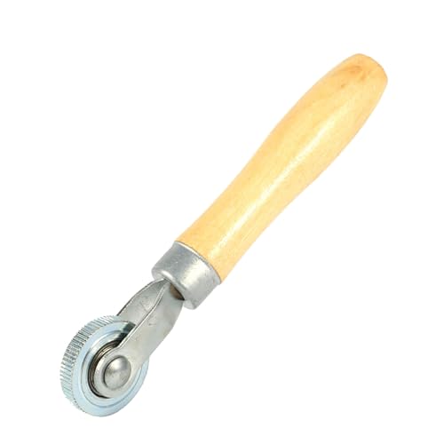 Generic Lightweight Wooden Handle Bearing Roller Puncture Tool to Remove Trapped Air for Good Adhesion, 4cm Wheel Diameter, Ideal for Repairing Tyres
