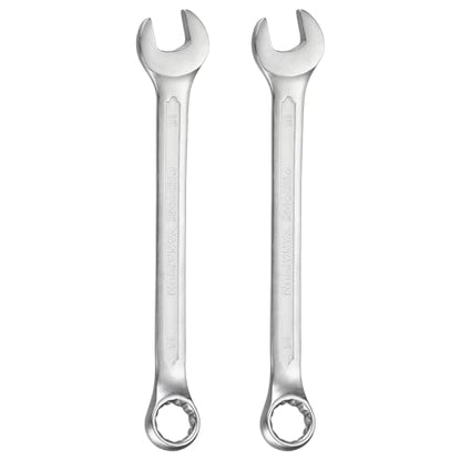 HARFINGTON 2Pcs Metric Combination Wrench 15mm Open End & 15-Degree Offset 12-Point Box End Chrome Vanadium Steel Industrial Grade Double Ended Wrenches Spanners Tools - size: 15mm