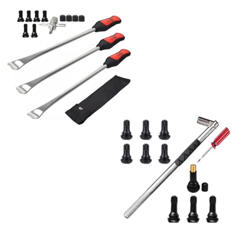 Dr.Roc 3 X 14.5 Tire Spoons Lever Dirt Bike Lawn Mower Motorcycle Tire Changing Tools with 10 PCS Valve Stems Puller Tools Set
