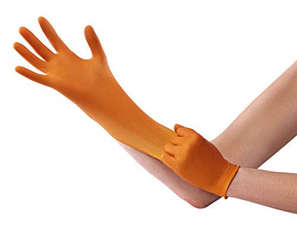 Venom Steel Orange Nitrile Gloves, 8 mil Thick, 50 Count, Maximum Grip Textured Disposable Gloves, Puncture and Rip Resistant, Hi-Visibility Orange, One Size Fits Most