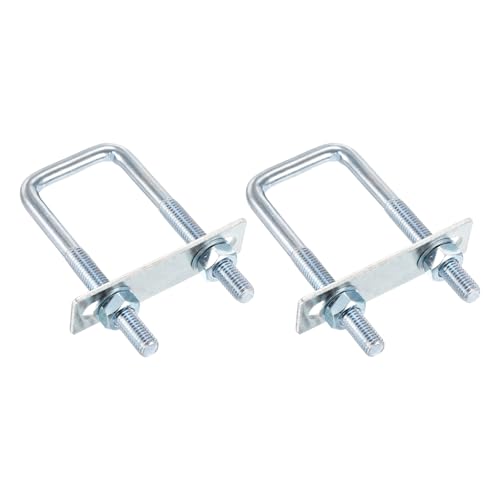 DTGN M10x40x110mm U Bolts Square Kit - 2Set - Carbon Steel U-Bolt Kit with Nuts, Washers, Frame Plate - Good for Pipe, Trailer, Automotive, Leaf Spring Fastener - size: M10x40x110mm