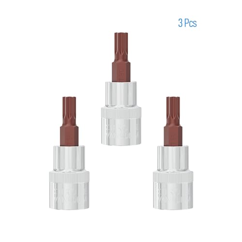 3PCS 3/8" Drive T30 Torx Bit Socket, S2 Steel Bits, Heat Treated CR-V Steel Star Sockets 1.9" Length - size: T30