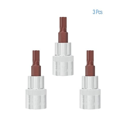 3PCS 3/8" Drive T30 Torx Bit Socket, S2 Steel Bits, Heat Treated CR-V Steel Star Sockets 1.9" Length - size: T30