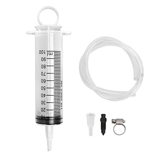 Tiiyee Brake Bleeder Kit, Hydraulic Disc Clutch Bleeding 100ML Syringe | 50cm Hose Fluid Extractor One Man Professional Universal Tool for Motorcycles Motorbikes Scooters Quads Oil Change