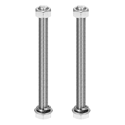 MECCANIXITY M10 x 120mm 304 Stainless Steel Hex Head Screws Bolts, Nuts, Flat & Lock Washers Assortment Kit, Fully Threaded, Bright Finish for Home, Electronic, Machine, 2 Sets - size: M10 x 120mm