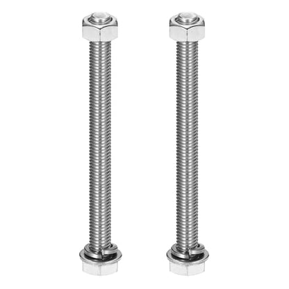 MECCANIXITY M10 x 120mm 304 Stainless Steel Hex Head Screws Bolts, Nuts, Flat & Lock Washers Assortment Kit, Fully Threaded, Bright Finish for Home, Electronic, Machine, 2 Sets - size: M10 x 120mm