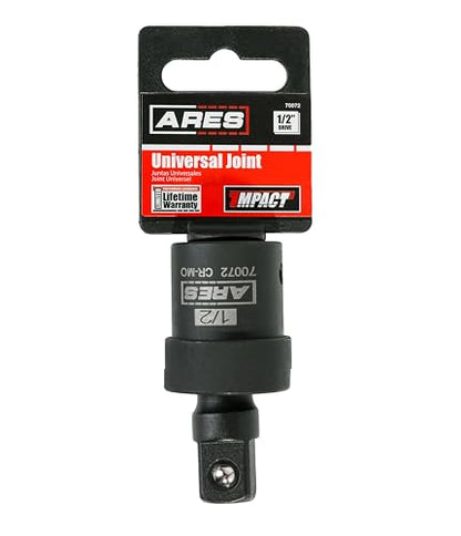 ARES 70072-1/2-inch Drive Impact Universal Joint - Chrome Moly U-Joint Socket Accesses Hard to Reach Fasteners - size: 1/2-Inch Standard