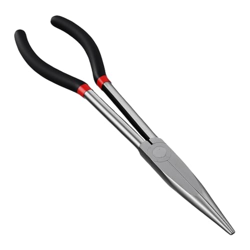 SOUJAP 6 PCS 11 inch Needle Nose Pliers, Steel Straight Extended Long Reach Nose Pliers for Narrow Space, Mechanics, Black