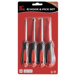 ROTATION Precision Hook and Pick Set for Automotive | 4-Piece Hand Tools - color: Red