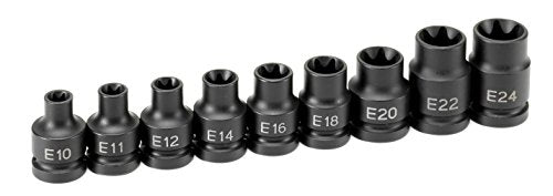 Grey Pneumatic 1319ET Impact Socket Set - style: 9 Piece External Star Impact Socket Set