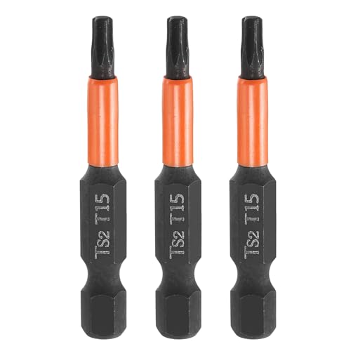 HARFINGTON 3pcs T15 Torx Head Screwdriver Bit 2" (50mm) Long 1/4" Hex Shank Magnetic No Hole Tamper Proof 6 Point Star Screw Driver Drill Bits Phosphate S2 Steel Industrial Power Tools - size: T15 x 50mm