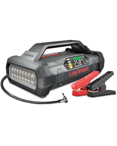 LOKITHOR JA300 Jump Starter with Air Compressor, 12V 1500A Portable Car Battery Booster (Up to 7.0L Gas / 4.5L Diesel), 150PSI Tire Inflator with Digital Display & Auto Shut-Off