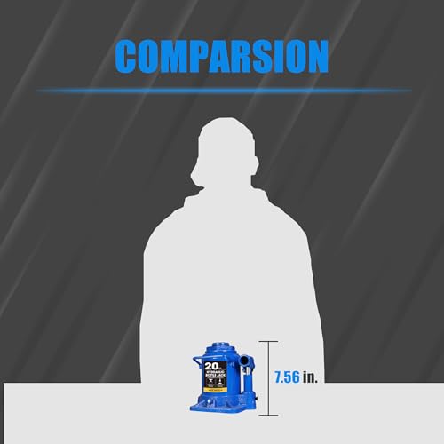 Big RED 20 Ton Bottle Jack Heavy Duty Hydraulic Car Jack, 7.56-14.05 inch Lift, Leak - Free Design, Suited for Auto, Truck & House Lift, 25.35 lbs Weight,Blue