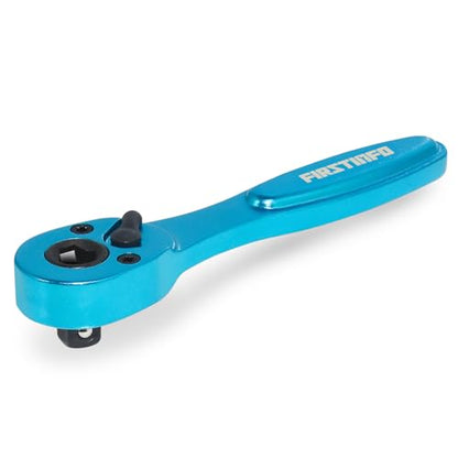 FIRSTINFO Dual-Drive 1/4 Hex Bit & Socket Micro Ratchet Wrench, 72-Tooth | 5° swing arc • Ball-detent retention • Aluminum body • 37.5 ft-lb max torque • Made in Taiwan - style: 1/4" Dual Drive Head