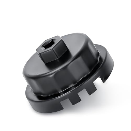 64mm 14 Flutes/4 Slots Oil Filter Wrench, Heavy Duty Cap Style Oil Filter Removal Tool Socket Compatible with Lexus Toyota Tundra RAV4 4Runner Camry with 2.5L to 5.7L Engines